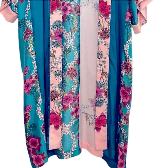 Sandro Ting Printed Floral Botanical Silk and Viscose Kimono Patchwork Jacket - Picture 4 of 9